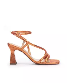 Женские кожаные босоножки на каблуке с ремешками Pedro Miralles, оранжевый