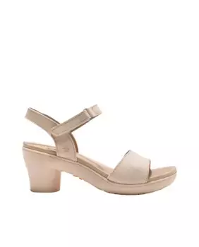 Женские кожаные босоножки на каблуке с самозастежкой Art, белый