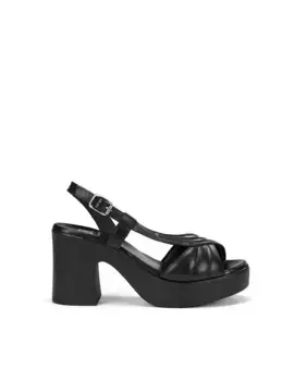 Женские кожаные босоножки на каблуке с украшением Dorking, черный