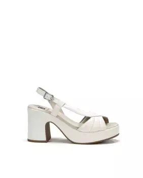 Женские кожаные босоножки на каблуке с украшением Dorking, белый