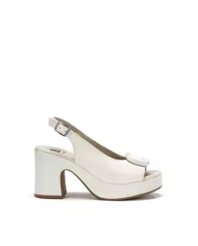 Женские кожаные босоножки на каблуке с украшением Dorking, белый