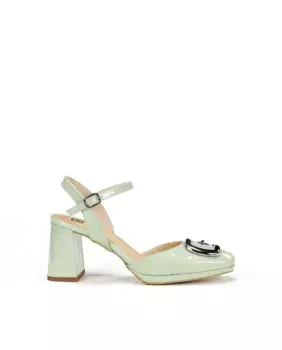 Женские кожаные босоножки на каблуке с украшением Dorking, зеленый