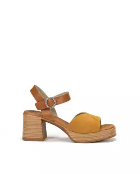 Женские кожаные босоножки на каблуке с украшением Dorking, жёлтый