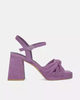 Женские кожаные босоножки на каблуке с узлом Alma en Pena, пурпурный