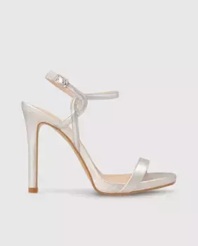 Женские кожаные босоножки на каблуке с застежкой-пряжкой Lodi, серебряный