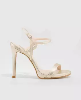 Женские кожаные босоножки на каблуке с застежкой-пряжкой Lodi, золото