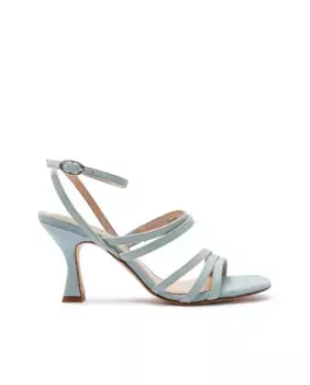 Женские кожаные босоножки на каблуке с застежкой-пряжкой Paco Gil, голубой