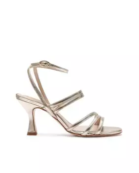 Женские кожаные босоножки на каблуке с застежкой-пряжкой Paco Gil, золото