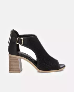 Женские кожаные босоножки на каблуке с застежкой-молнией и пряжкой Carmela, черный