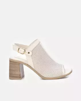 Женские кожаные босоножки на каблуке с застежкой-пряжкой Carmela, белый