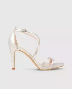 Женские кожаные босоножки на каблуке с застежкой на пряжке Lodi, серебряный