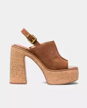 Женские кожаные босоножки на платформе Michael Michael Kors, коричневый