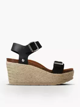 Женские кожаные босоножки на платформе с анатомической подошвой Genuins, чёрный