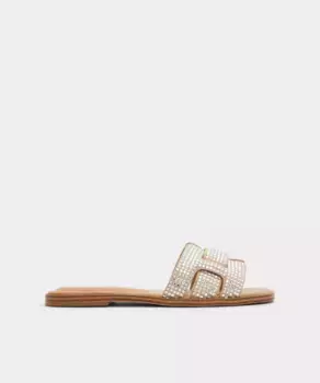 Женские кожаные босоножки на плоской подошве с квадратным носком Aldo, бежевый