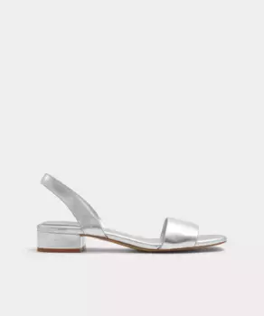 Женские кожаные босоножки на плоской подошве с квадратным носком Aldo, серебрянный