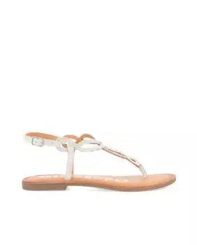 Женские кожаные босоножки на плоском носке с тонкими плетеными ремешками Gioseppo, белый