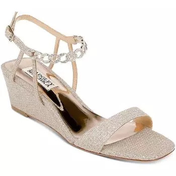 Женские кожаные босоножки на танкетке KAELYN Badgley Mischka, цвет pale gold