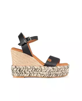 Женские кожаные босоножки на танкетке Kuta Popa, черный