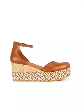 Женские кожаные босоножки на танкетке Popa, коричневый