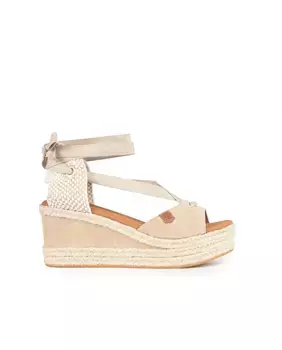 Женские кожаные босоножки на танкетке с бабочкой Popa, цвет Natural