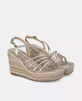 Женские кожаные босоножки на танкетке с квадратным носком Alma en Pena, коричневый