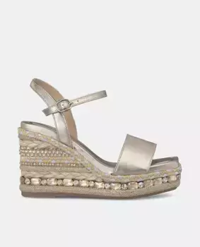 Женские кожаные босоножки на танкетке с квадратным носком Alma en Pena, коричневый