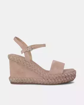 Женские кожаные босоножки на танкетке с квадратным носком Alma en Pena, розовый