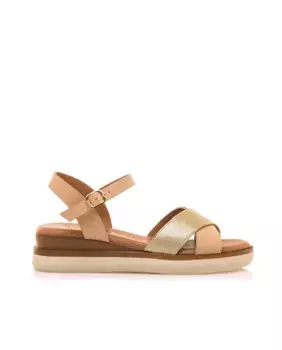 Женские кожаные босоножки на танкетке с перекрещивающимся верхом Mustang, натуральный