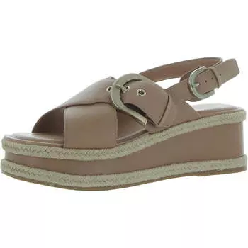 Женские кожаные босоножки на танкетке с пряжкой Renda Marc Fisher LTD, цвет light natural