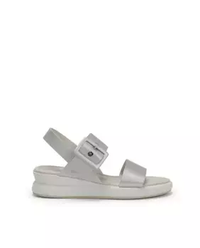 Женские кожаные босоножки на танкетке с украшением Dorking, серебряный