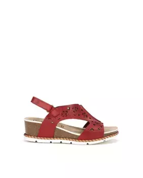 Женские кожаные босоножки на танкетке с украшением Dorking, красный