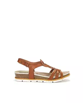 Женские кожаные босоножки на танкетке с украшением Dorking, коричневый