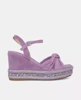 Женские кожаные босоножки на танкетке с узлом Alma en Pena, пурпурный