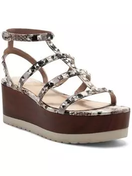 Женские кожаные босоножки на танкетке с заклепками Pemolie Vince Camuto, серо-коричневый