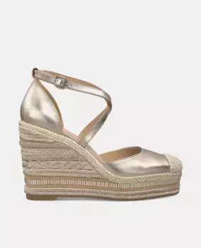 Женские кожаные босоножки на танкетке с закругленным носком Alma en Pena, коричневый