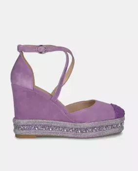 Женские кожаные босоножки на танкетке с закругленным носком Alma en Pena, пурпурный