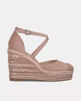 Женские кожаные босоножки на танкетке с закругленным носком Alma en Pena, розовый