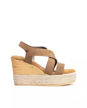 Женские кожаные босоножки на танкетке с застежкой-липучкой Yokono, темно-коричневый