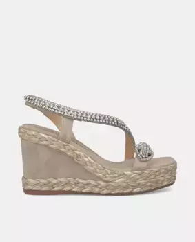 Женские кожаные босоножки на танкетке со стразами в виде змеи Alma en Pena, светло-коричневый