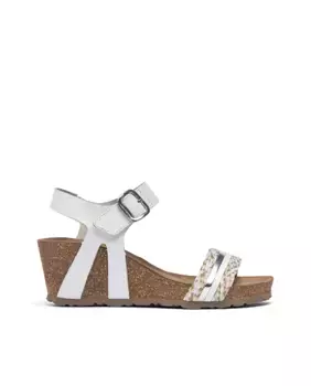 Женские кожаные босоножки на танкетке Yokono, белый