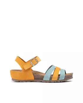 Женские кожаные босоножки на танкетке Yokono, оранжевый