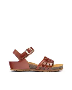 Женские кожаные босоножки на танкетке Yokono, темно-коричневый