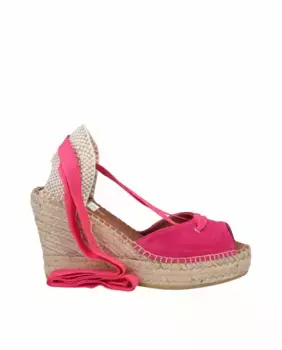 Женские кожаные босоножки на высокой танкетке с ремешками Viguera, фуксия