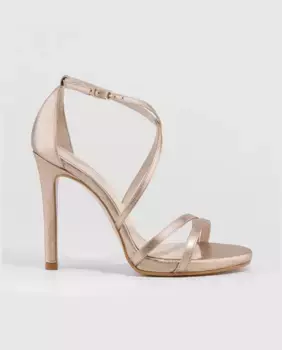 Женские кожаные босоножки на высоком каблуке с перекрещивающимися ремешками Lodi, золотой