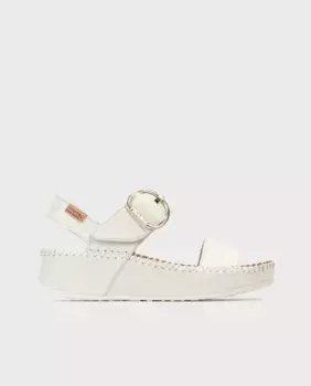 Женские кожаные босоножки с декоративной пряжкой Pikolinos, белый