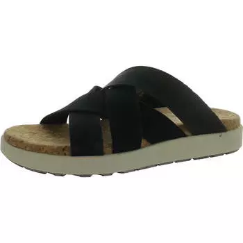 Женские кожаные босоножки-слайды Elle Mixed Slide с открытым носком Keen, цвет navy/birch