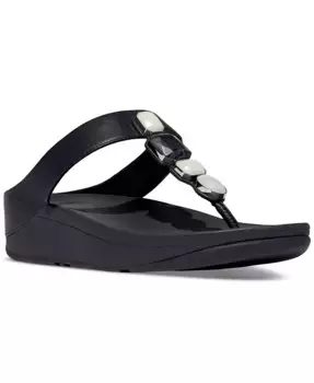 Женские кожаные босоножки-танкетки Fino Multi-Stone FitFlop, синий