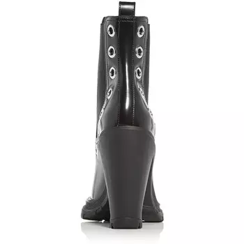 Женские кожаные ботильоны Alexander на блочном каблуке Alexander McQueen, цвет Black/Black/Silver