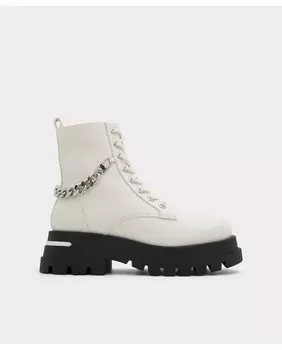 Женские кожаные ботильоны белого цвета с круглым носком Aldo, белый