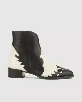 Женские кожаные ботильоны черно-белого цвета Dansi, белый